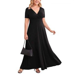 NWT PoseShe sz 2X black maxi dress V Neck